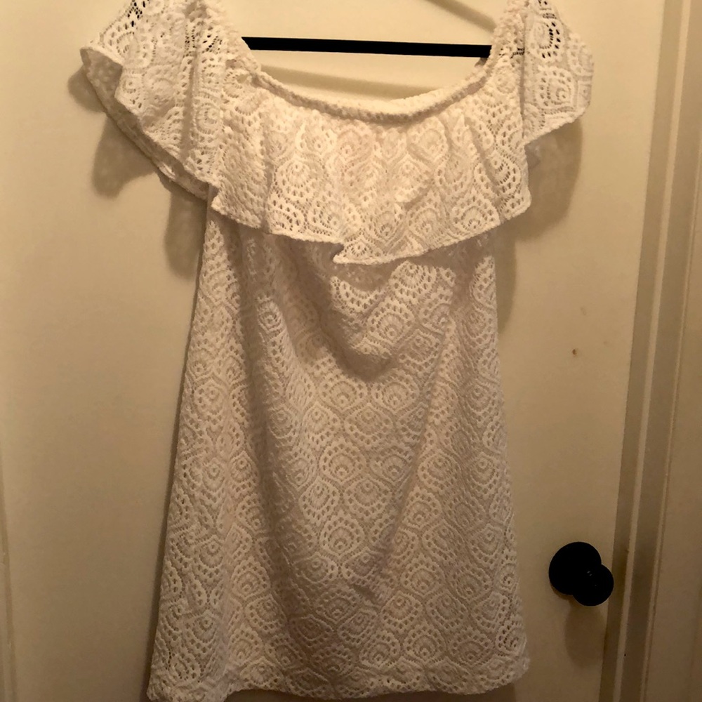 Lilly Pulitzer Lace Dress with Ruffle on Top (Size Small)
